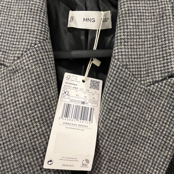 NWT Mango Houndstooth Wool-blend blazer XL - Picture 5 of 6